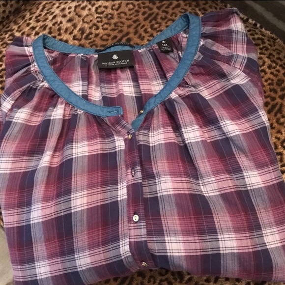 Masion Scotch  Pretty & Plaid 3/4 Sleeve Top. (M) - Picture 9 of 16